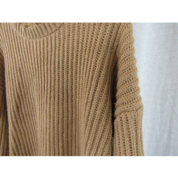 Willow + Root Women's Large Dark Taupe Metallic Destructed Knit Sweater Fringe - Picture 8 of 9